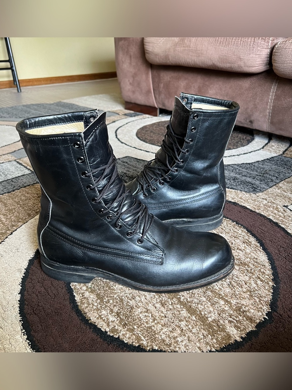 Addison Shoe Company vintage black leather military combat boots Size 10 E